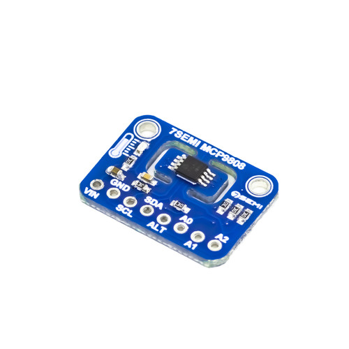 7Semi MCP9808 High Accuracy I2C Temperature Sensor Breakout Board featuring ±0.25°C accuracy and I2C interface for reliable temperature monitoring.