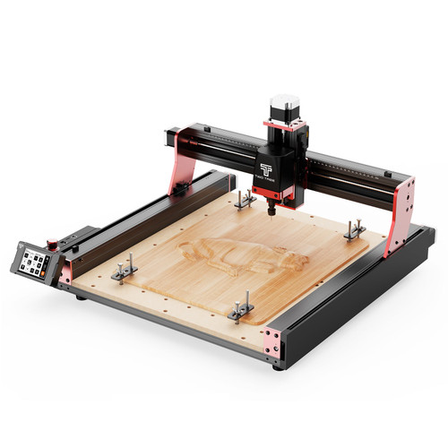 Twotrees TTC-450 PRO CNC Router Machine with a 460 x 460 x 80 mm working area, featuring an upgraded motherboard, three-axis precision system, and compatibility with various engraving modules, including laser and spindle tools.