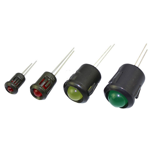 Black LED holder for 3MM and 5MM LEDs, panel mount design for dashboards, control panels, and PCB enclosures