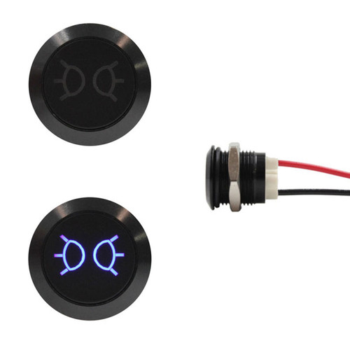 16MM twin light symbol LED indicator with wire leads and waterproof metal body for 12V automotive and control panels.