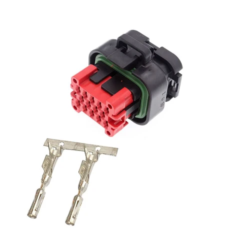 14 Position AMP Sealed Wire-to-Board Power Signal Female Housing Connector with White Sealing Plug for Automotive and EV Applications