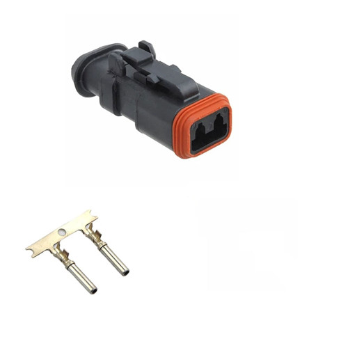 Sealed Deutsch 2-Pin Automotive Connectors DT06-2S-CE13 and DT04-2P-CE09