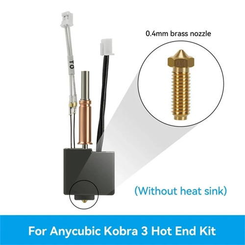 Anycubic Kobra 3 hot end with 0.4mm brass nozzle, heat sink not included