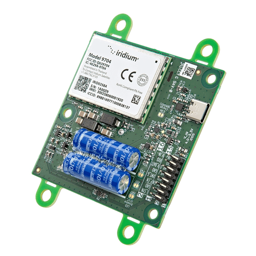 SparkFun RockBLOCK 9704 satellite IoT module with SMA/patch antenna, USB-C interface, and Cloudloop Data support for global messaging