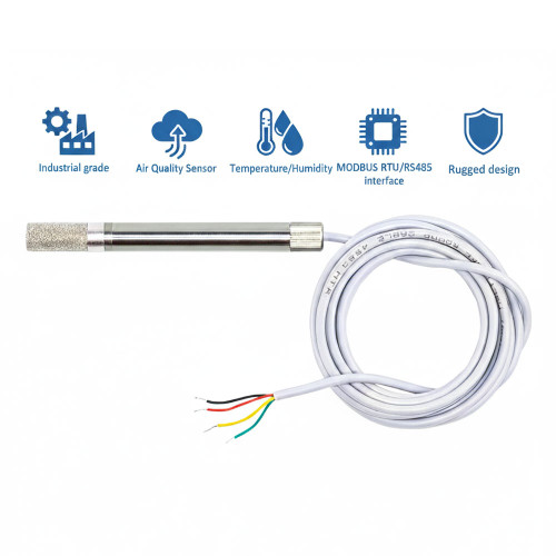 7Semi industrial RS485 air quality sensor with temperature humidity and VOC monitoring module with sealed probe and cable