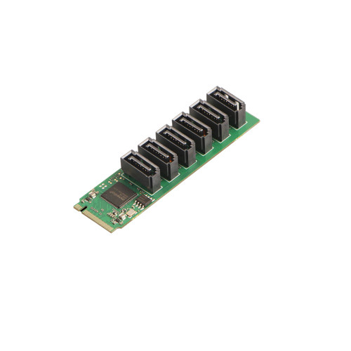 Radxa M.2 to Hexa SATA adapter board with 6 SATA ports for NAS and storage expansion