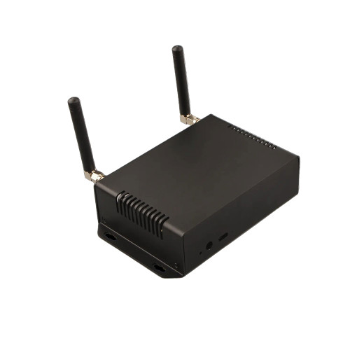 Radxa ROCK 5T CNC aluminium metal case with integrated heat sink and antenna ports for SBC cooling and protection
