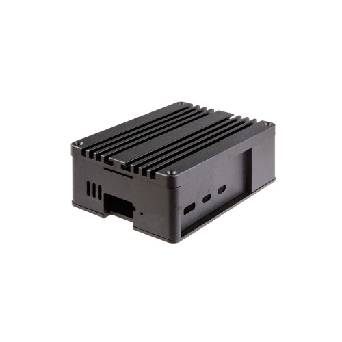 Aluminium fanless Raspberry Pi 5 enclosure with passive heat sink design and full board protection