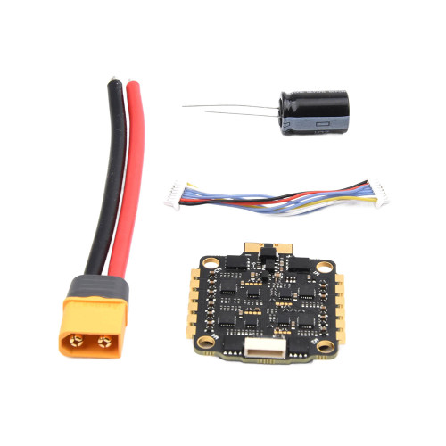 BLHeli_S 60A 4-in-1 brushless ESC for 3-6S LiPo on 30.5 mm stack-mount PCB, DSHOT-compatible speed controller for FPV racing and freestyle drone builds, showing motor solder pads and battery leads