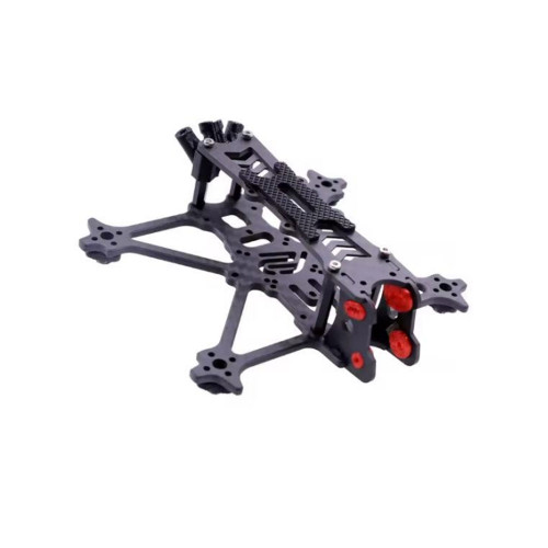 AlfaRC Fi-115 toothpick frame kit for DJI O4 Air Unit, 115mm wheelbase 2.5-inch propeller ultra-lightweight FPV micro drone frame showing slender arm toothpick construction, DJI O4 camera mount, and antenna routing positions for FPV freestyle and racing builds