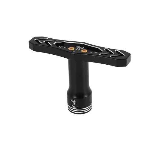 Black aluminium 17 mm wheel hex wrench with solid T-handle for 1:8 RC trucks, buggies, crawlers and off-road cars