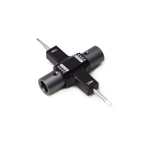 M5 one-way bearing propeller tool with integrated 1.5mm and 2mm hex screwdrivers for FPV racing drones