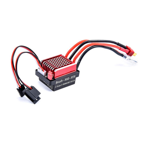 60A brushed ESC speed controller with 6V 2A BEC for 1/10 RC crawlers, trucks, and cars