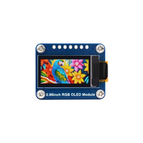 0.96-inch RGB OLED display module with 64 × 128 resolution and SPI interface for Raspberry Pi, Arduino, and STM32