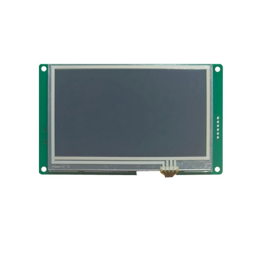4.3-inch 480x272 IPS-TFT HMI LCD display with resistive touch, T5F0 ASIC, 8 MB flash memory, and UART interface