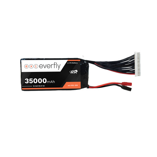 axl Everfly 35000mAh 16S 59.2V 5C LiPo battery with AS150 and JST-XH connectors for aerial drones, UAVs, and high-voltage unmanned systems