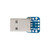 7Semi USB Type-A Male Breakout board showing the VCC, GND, D-, and D+ pins broken out to a 0.1-inch pitch header for easy USB connectivity in electronic projects.