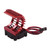 Red anodised aluminium 380 and 390 motor heat sink with 5V 7000 RPM cooling fan and JST connector for 1/16 and 1/18 scale RC car, 26mm inside diameter active forced-air motor cooling assembly, 30 x 30 x 45mm, approximately 20g