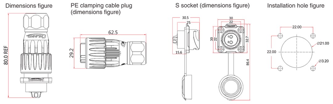 DH-20-C03SX-03-401 - Linko Electric | DH-20 20A 3Pin Male Socket