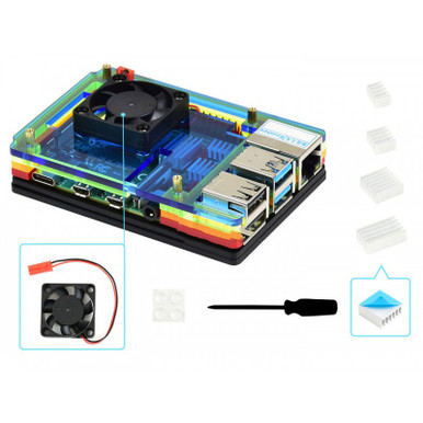 Buy Colorful Rainbow Acrylic Case for Raspberry Pi 4, with Cooling Fan ...