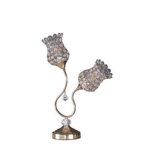 19" Gold Two Light Bedside Table Lamp With Clear Novelty Shade N270-468764