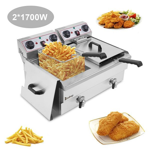 EH102V 16.9QT / 16L Total Capacity 24.9QT/23.6L Stainless Steel Double Tank Deep Fryer