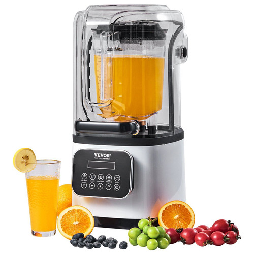 VEVOR Professional Blender with Shield, Commercial Countertop Blenders, 68 oz Jar Blender Combo, Stainless Steel 9 Speed & 5 Functions Blenders, for Shakes, Smoothies, Puree, and Crush Ice