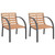 vidaXL Garden Chair Set of 2 Brown Wood seat and backrest, steel frame A949-47937