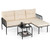 3-Piece L Shaped Patio Furniture Set PE Rattan Sectional Sofas-Beige - Color: Beige