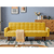 Yellow, Linen Futon Sofa Bed 73.62 Inch Fabric Upholstered Convertible Sofa Bed, Minimalist Style f T575-V0671367609