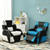 Kids Youth PU Leather Gaming Sofa Recliner with Headrest and Footrest-Blue - Color: Blue