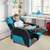 Kids Youth PU Leather Gaming Sofa Recliner with Headrest and Footrest-Blue - Color: Blue