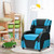 Kids Youth PU Leather Gaming Sofa Recliner with Headrest and Footrest-Blue - Color: Blue