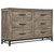 56" Brown Solid Wood Six Drawer Double Dresser