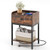Industrial Bedside Table Nightstand with Charging Station-Rustic Brown