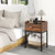 Industrial Bedside Table Nightstand with Charging Station-Rustic Brown