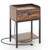 Industrial Bedside Table Nightstand with Charging Station-Rustic Brown