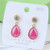 Elegant Golden Rimmed Waterdrop Style High Fashion Women Stud Earrings - Pink