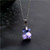 Korean Fashion Minimalist Glass Crystal Bear Pendant Stainless Steel Necklace - Amethyst
