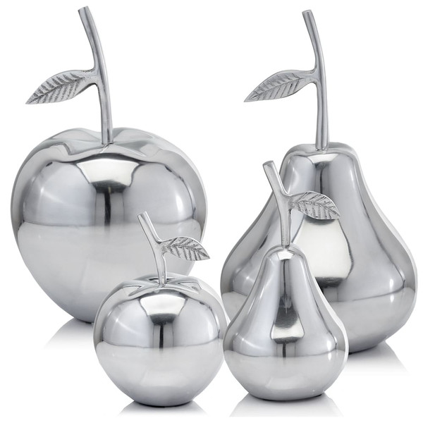 11" Silver Buffed Aluminum Decorative Apple Tabletop Sculpture N270-354621