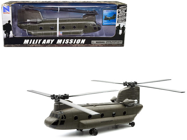Boeing CH-47 Chinook Aircraft "United States Army" Olive Drab "Military Mission" Series 1/60 Diecas F977-25793