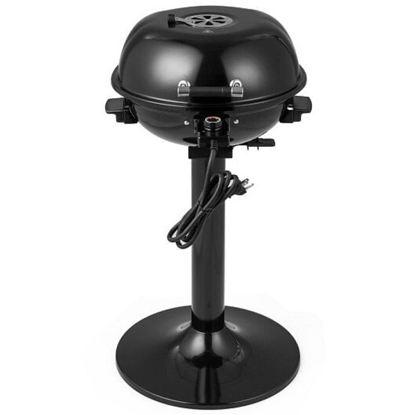 1600W Electric BBQ Grill with Removable Non-Stick Warming Rack - Color: Black