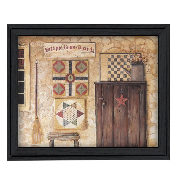 Antique Game Boards Black Framed Print Wall Art N270-404691