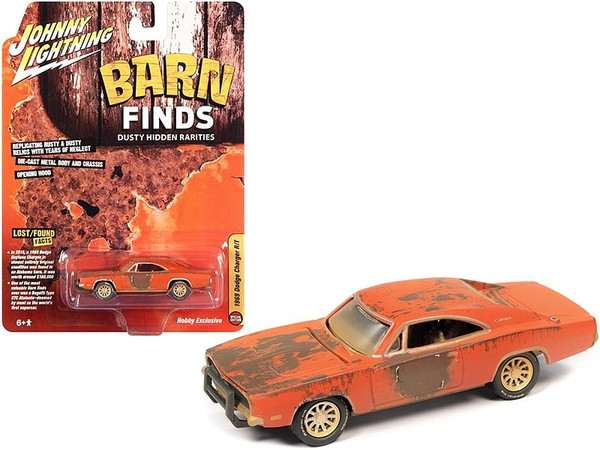1969 Dodge Charger R/T Orange (Unrestored) "Barn Finds" 1/64 Diecast Model Car by Johnny Lightning F977-JLSP192