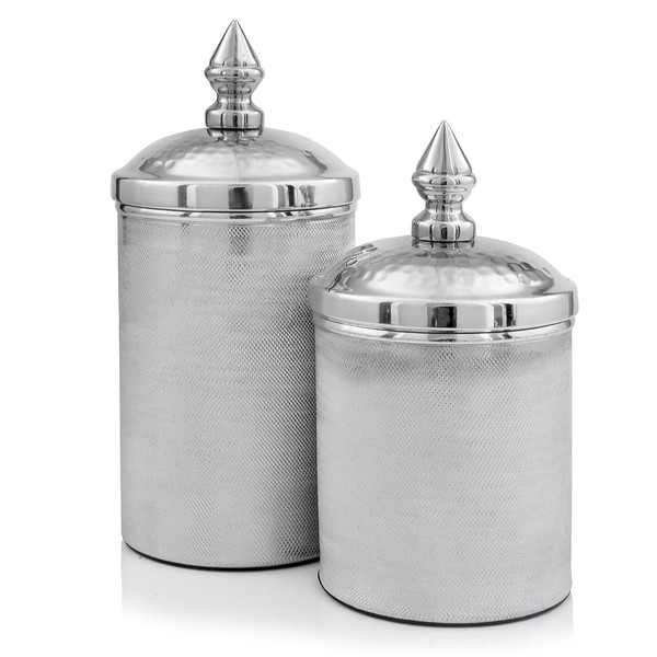 11" Silver Tweed Aluminum Decorative Canister N270-354646