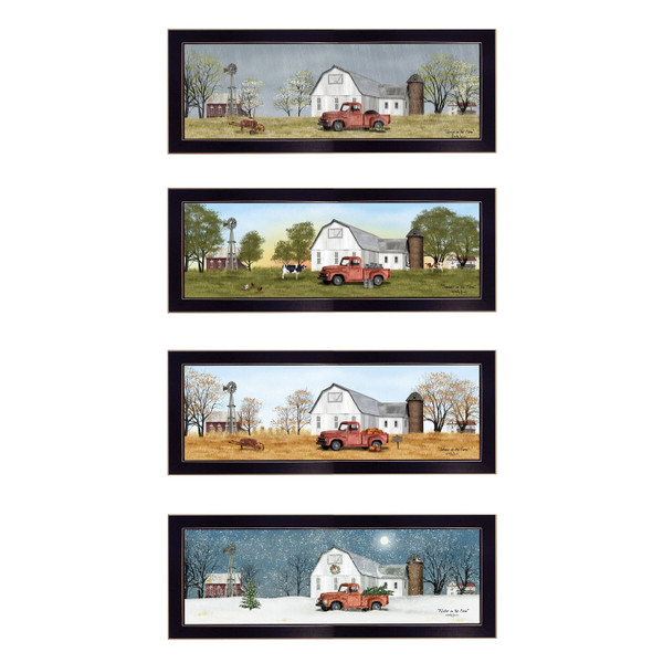 Set Of Four Billy Jacobs Four Seasons Collection V Black Frame 3 Black Framed Print Wall Art N270-406181