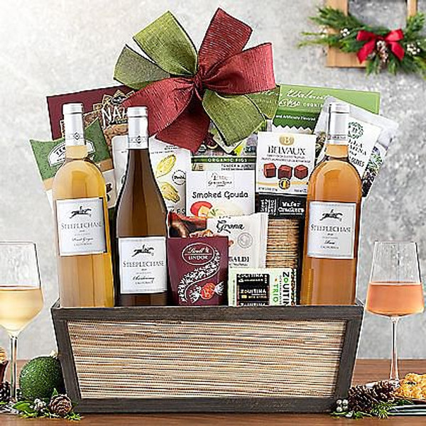 Steeplechase White & Rose Trio: Wine Gift Basket Z954-WC-794
