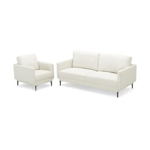 Modern Sofa Couch with Solid Metal Legs and Removable Backrest Cushion-White - Color: White