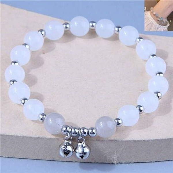 Bells Pendant Graceful Beads Office Lady Style Bracelet - White