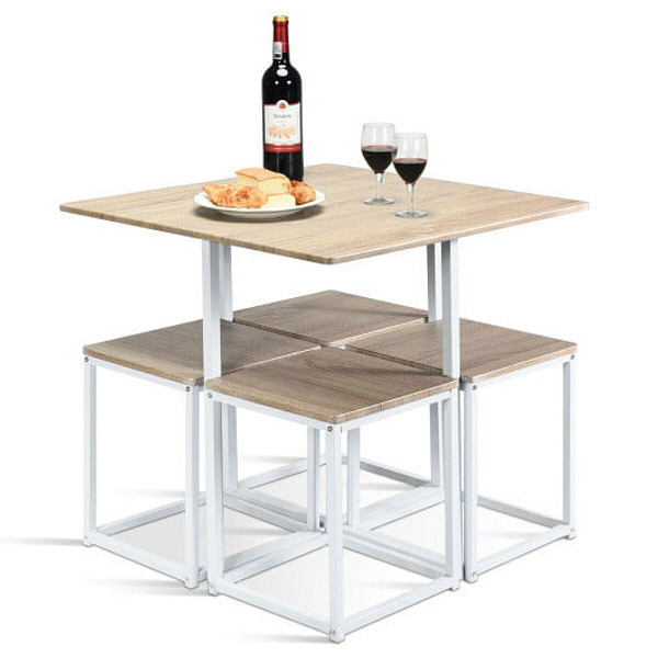 5 pcs Dining Table And Chairs Set Compact Space Bar